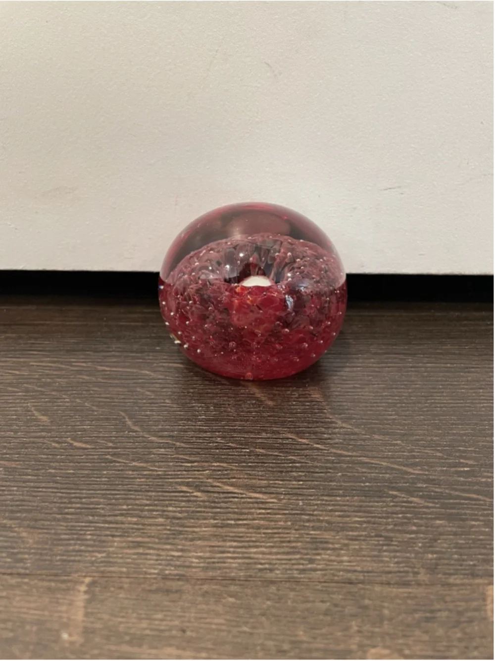 Red Hand Blown Art Glass Paperweight Vintage